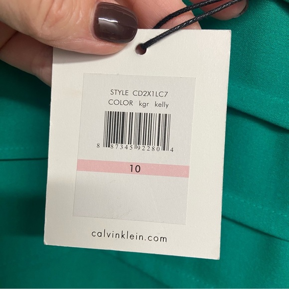 Calvin Klein Women's Sleeveless Sheath Dress Size 10 Kelly Green Starburst Side - Picture 12 of 14